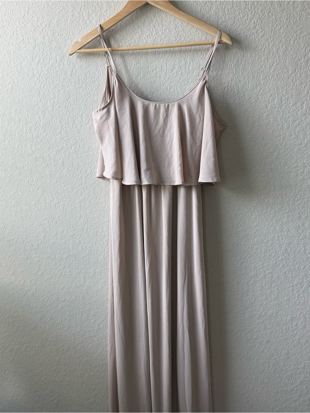 Show Me Your MuMu Caitlin Ruffle Blush Beige Maxi Dress